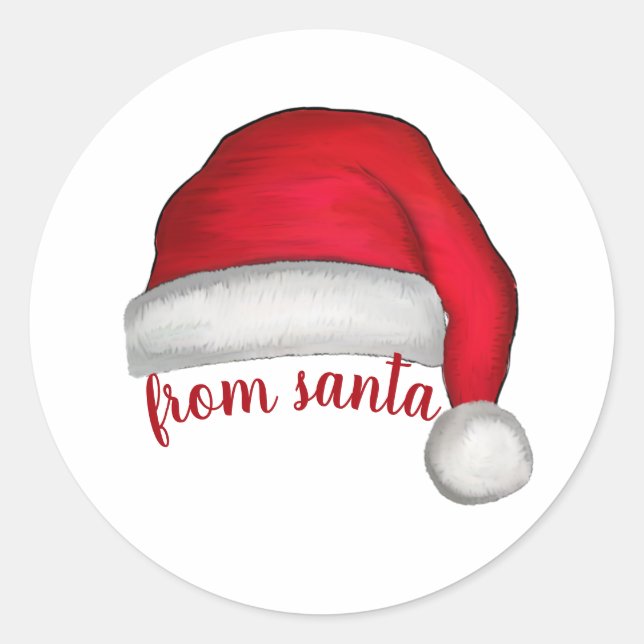 Sticker Rond Noël Whimsical Plaisir Mignonne De Santa Hat (Devant)