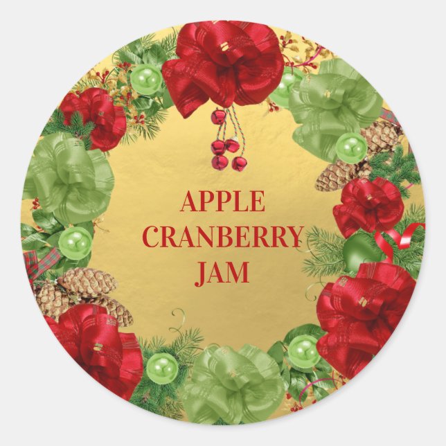 Sticker Rond NOËL Wreath GOLD Baked Goods Cookies Cannes (Devant)