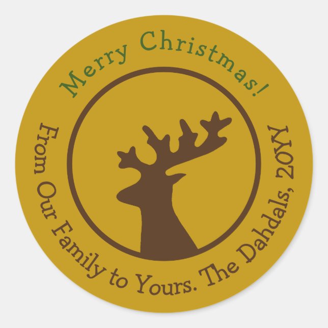 Sticker Rond Noëls de Noël customisés Bronze Vert Or (Devant)