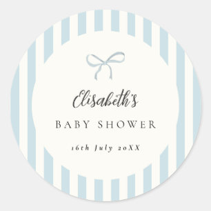 Sticker Rond Nœud Classique Rayures Bleu Poussiéreux