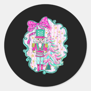 Sticker Rond Noeud Coquet Rose Casse-Noisette Noël Fêtes Joyeux