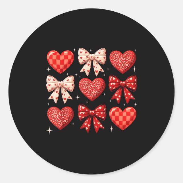 Sticker Rond Nœud Coquette Léopard Cœurs Saint Valentin Femmes  (Devant)