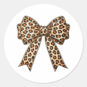Sticker Rond Nœud Coquette Léopard Guépard Sublimation