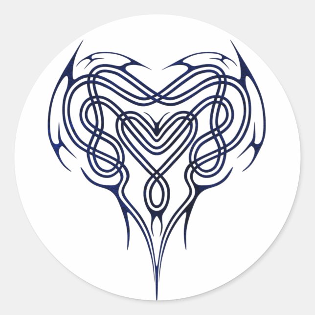 Sticker Rond Noeud de coeur bleu celtique (Devant)