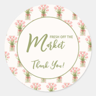 Sticker Rond Nœud Floral Rose Fraîchement Retiré du Marché
