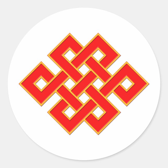 Sticker Rond Noeud mystique - Rouge et Jaune (Devant)