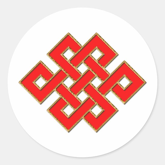 Sticker Rond Noeud mystique - Rouge et Or 1 (Devant)