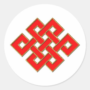 Sticker Rond Noeud mystique - Rouge et Or 1