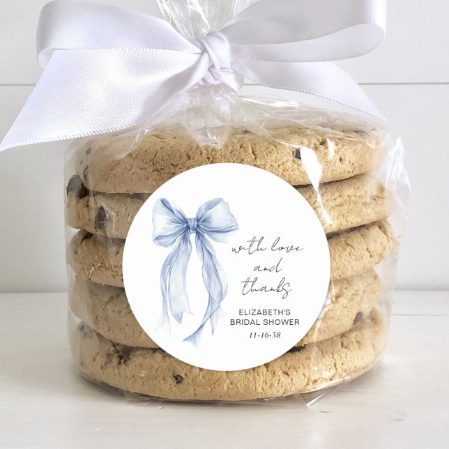 Sticker Rond Noeud Papillon Coquette Bleu Remerciements de Mari (Créateur téléchargé)