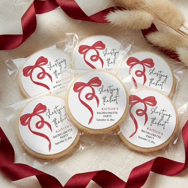 Sticker Rond Noeud Papillon Rouge Coquette Noces de Futaille (Créateur téléchargé)