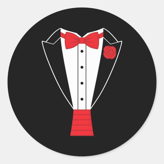 Sticker Rond Nœud papillon rouge Smoking (Devant)