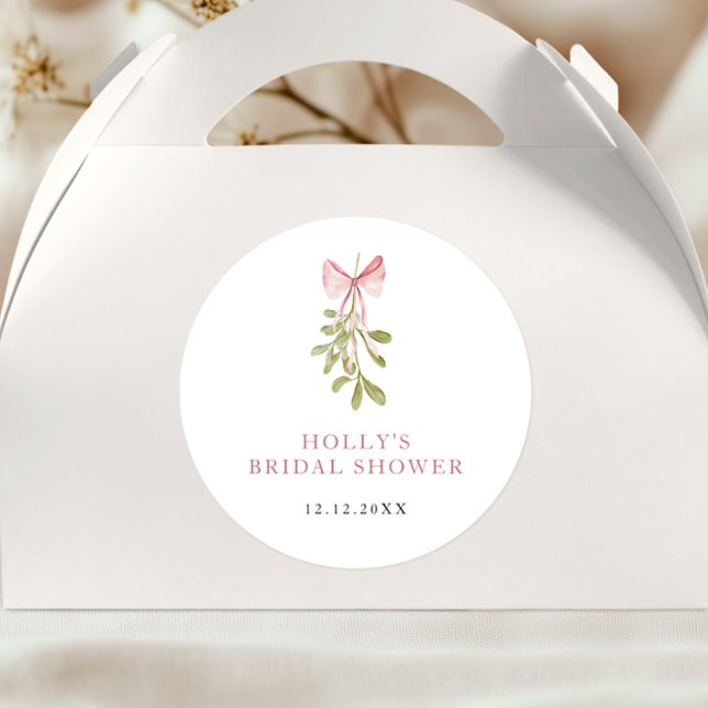 Sticker Rond Noeud Rose Poussiéreux Gui Fête de Mariage (Créateur téléchargé)