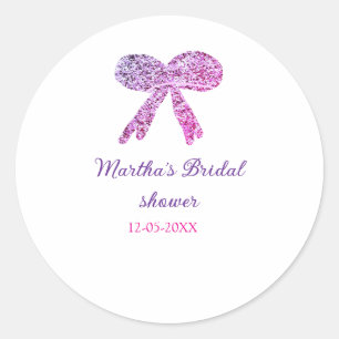 Sticker Rond Nœud rose violet scintillement paillettes mariage