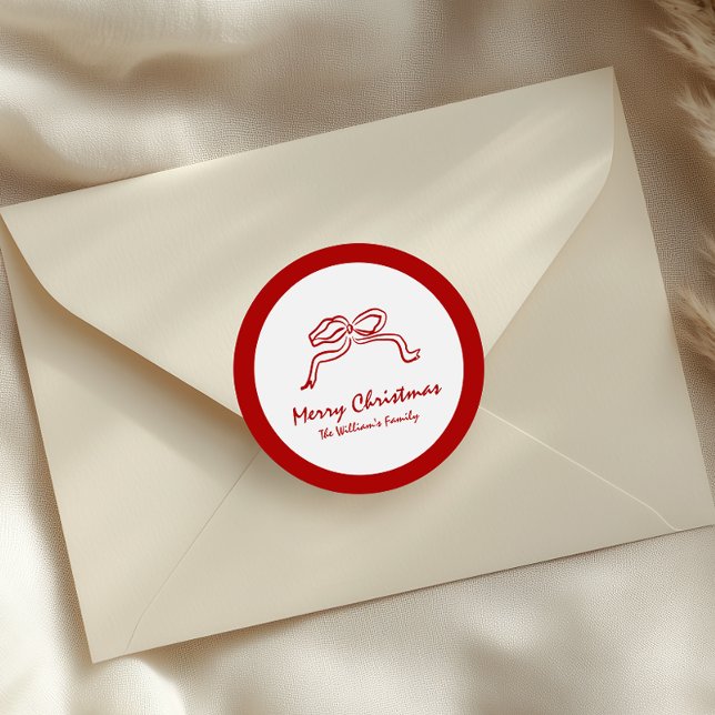 Sticker Rond Noeud rouge Noël moderne (Créateur téléchargé)