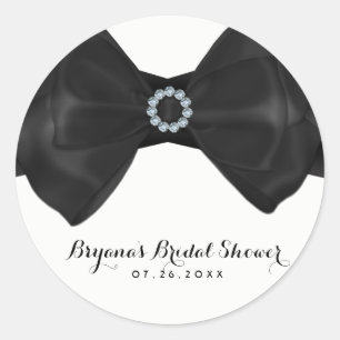 Sticker Rond Nœud ruban noir et diamants élégant pour enterreme