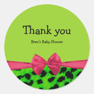 Sticker Rond Nœud Vert Rose & Imprimé Animalier Glam Léopard