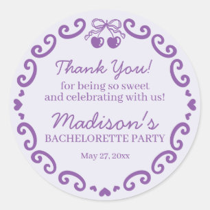 Sticker Rond Nœud Violet Rétro Cœur Coquette Gâteau Enterrement