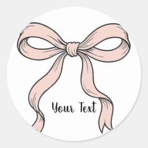 Sticker Rond Nœuds de ruban rose tendance mignons contourné en 