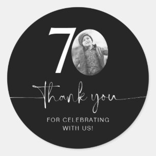 Sticker Rond Noir 70e anniversaire Merci