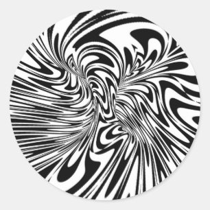 Sticker Rond Noir abstrait et blanc