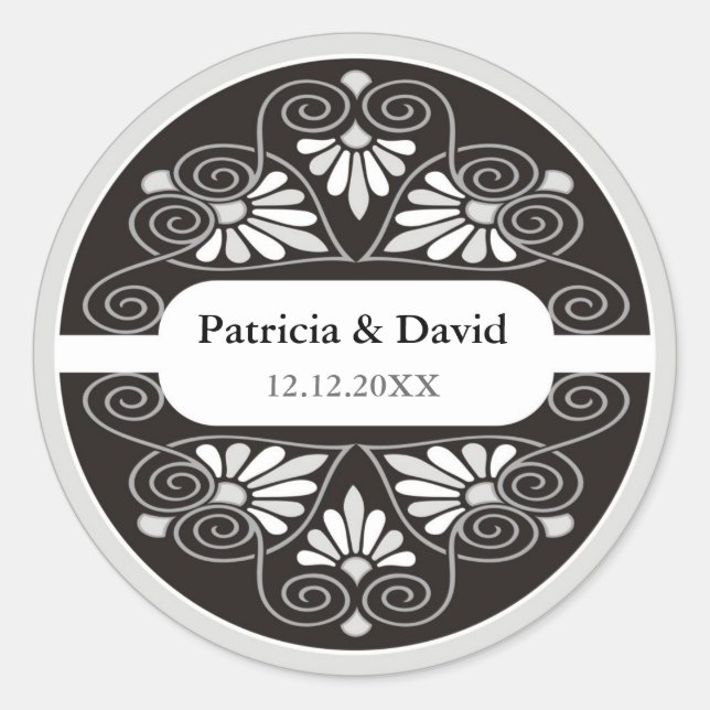 Sticker Rond Noir Argent Noir Favoriser les phoques (Devant)