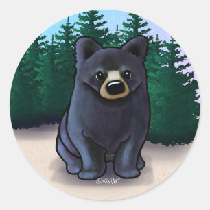 Sticker Rond Noir Bear Cub Classique