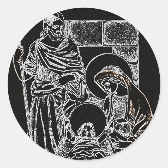 Sticker Rond noir blanc argenté (Devant)