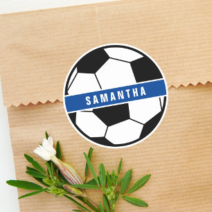 Sticker Rond Noir Blanc & Bleu Football Football Sport Monogram