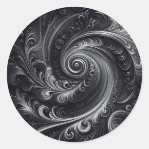 Sticker Rond Noir Blanc Gris Abstrait Moderne Simple Tourbillon