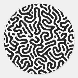 Sticker Rond noir blanc labyrinthe ligne motif mode décoratif