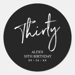 Sticker Rond Noir & Blanc   Lettre Merci Cadeau d'anniversaire
