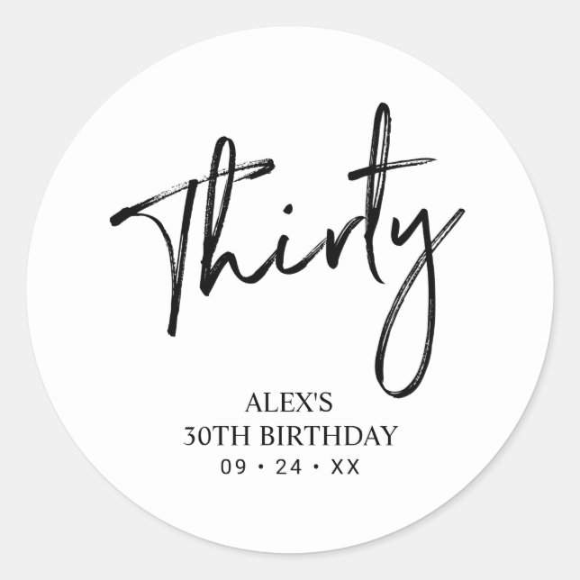 Sticker Rond Noir & Blanc | Lettrer Anniversaire Favoriser Merc (Devant)