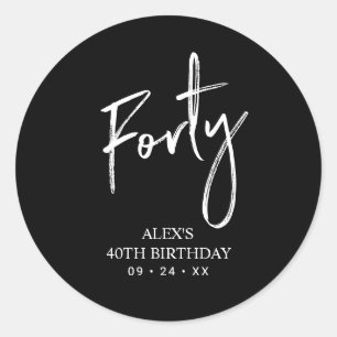 Sticker Rond Noir & Blanc   Lettrer Anniversaire Favoriser Merc