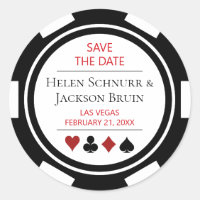 Noir Blanc Poker Chip Mariage Enregistrer La Date
