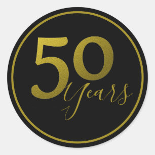 Sticker Rond Noir Classique Et Or 50 Ans