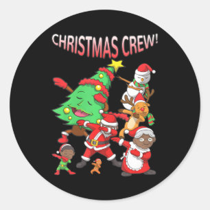 Sticker Rond Noir Cool Père Noël Africain-Américain Noël