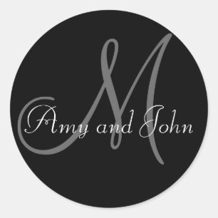 Sticker Rond Noir d'autocollant de faveur de mariage de