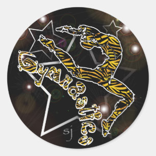 Sticker Rond Noir de tigre d'autocollant de gymnastique