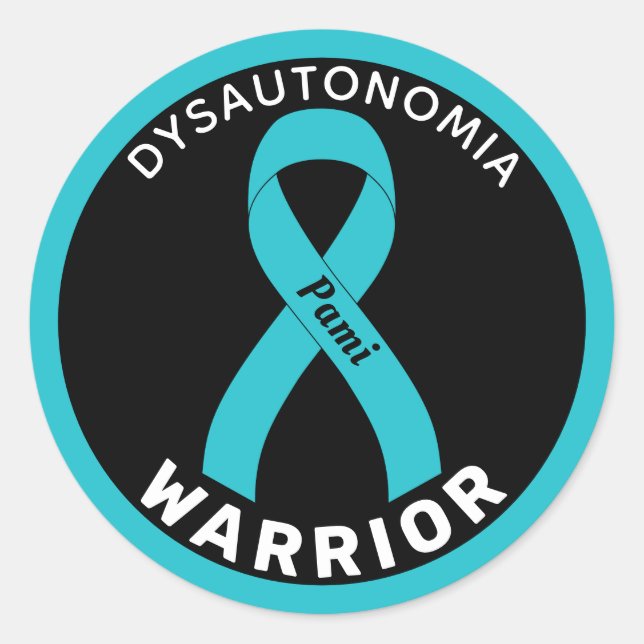 Sticker rond noir Dysautonomia Warriia (Devant)