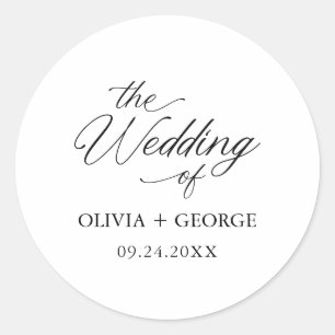 Sticker Rond Noir Élégante Calligraphie Moderne Script