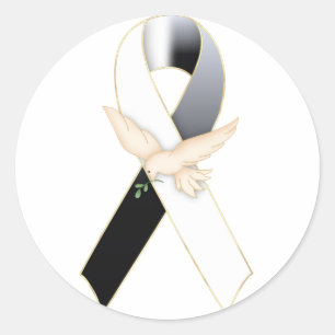 Sticker Rond Noir et blanc avec l'autocollant de conscience de