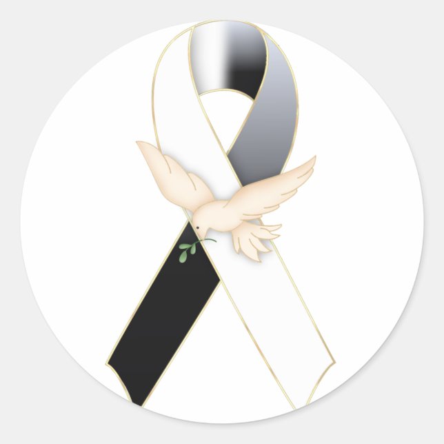 Sticker Rond Noir et blanc avec l'autocollant de conscience de (Devant)
