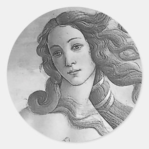 Sticker Rond Noir et blanc - Birh de Vénus, déesse