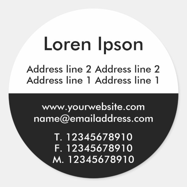 Sticker Rond Noir et blanc deux tons affaires / profil (Devant)