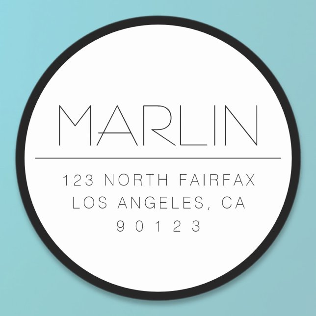 Sticker Rond Noir et blanc élégant avec bordure (Créateur téléchargé)