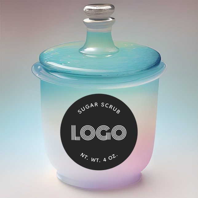 Sticker Rond Noir et blanc Moderne Fabriqué à la main Logo (Minimalist Black and White Logo Sticker)