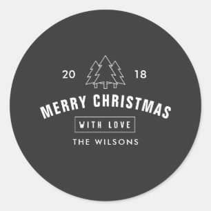 Sticker Rond Noir et blanc moderne Noël