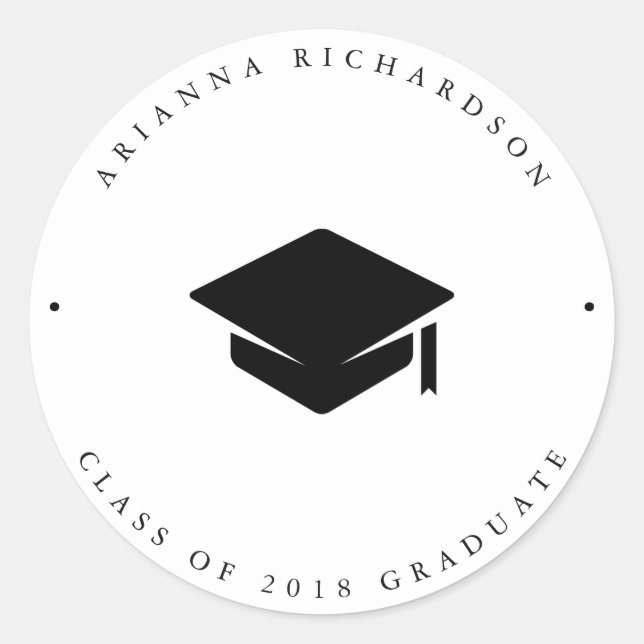 Sticker Rond Noir et blanc | Plafond de diplôme (Devant)