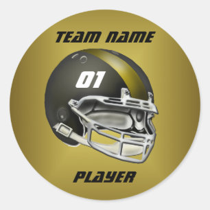 Sticker Rond Noir et casque de football d'or