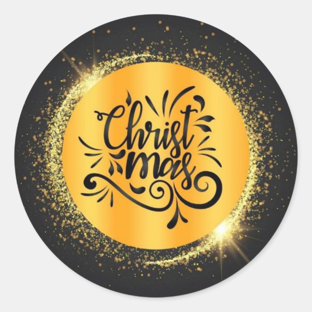 Sticker Rond Noir et doré parkings Noël (Devant)